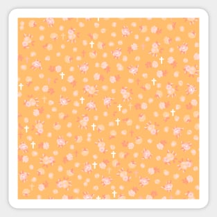 Tiny Crosses and Blossoms Marmalade Orange Sticker